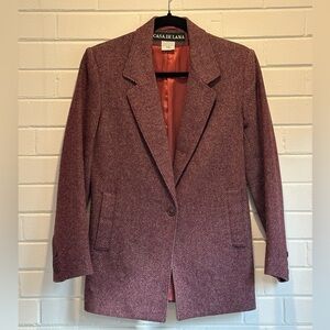 Vintage 100% Wool Women's Purple Blazer Small